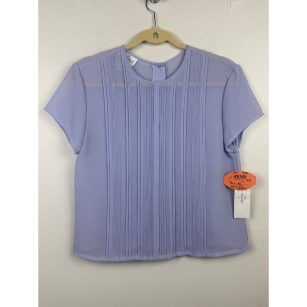 Vintage NOS Carry Back Women's 80s Short Sleeve Lavender Popover Blouse Size 6